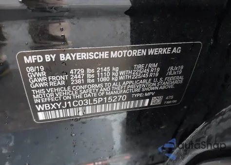 2020 BMW X2 xDrive28I z USA, uszkodzony, nr VIN WBXYJ1C03L5P15270